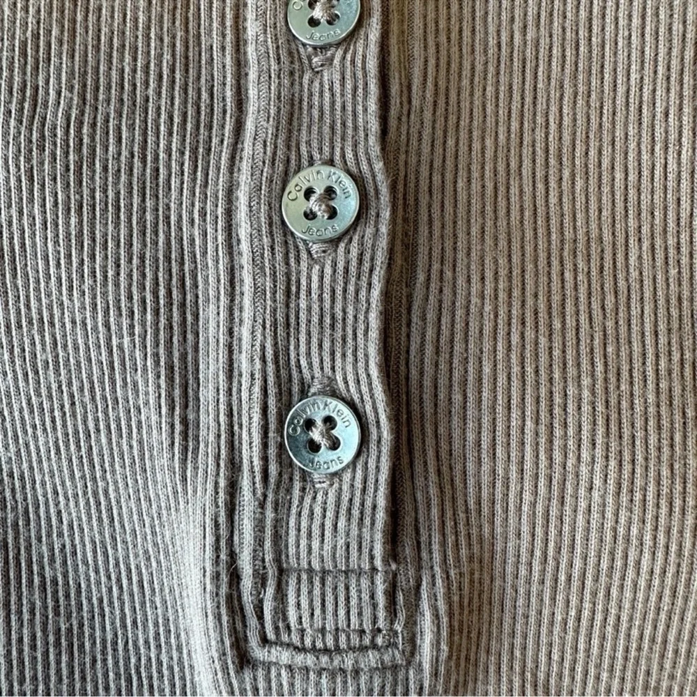 Calvin Klein Taupe Long Sleeve Dress 100% Cotton - Picture 11 of 16